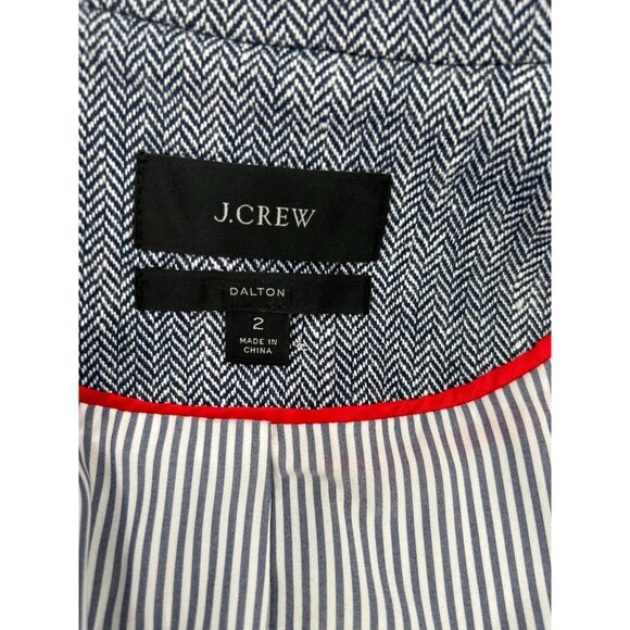 J.Crew 2 Dalton Herringbone Blazer Linen Blend Gold Buttons Gray Preppy Academia - Picture 3 of 11